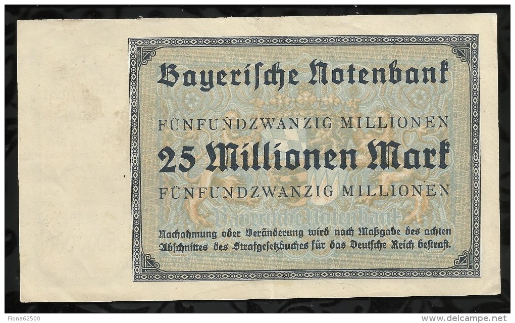 ALLEMAGNE .  BILLET DE 25 MILLION EN MARK . 1923 . - 20 Mio. Mark