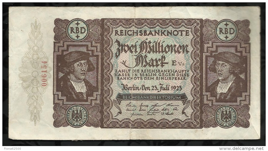 ALLEMAGNE .  BILLET DE 2 MILLION EN MARK . 1923 . - 2 Mio. Mark