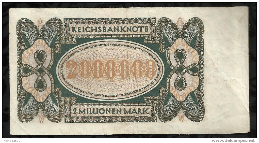 ALLEMAGNE .  BILLET DE 2 MILLION EN MARK . 1923 . - 2 Mio. Mark