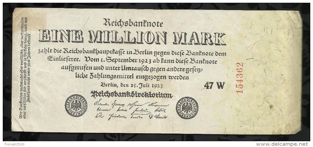 ALLEMAGNE .  BILLET DE 1 MILLION EN MARK . 1923 . - 1 Miljoen Mark