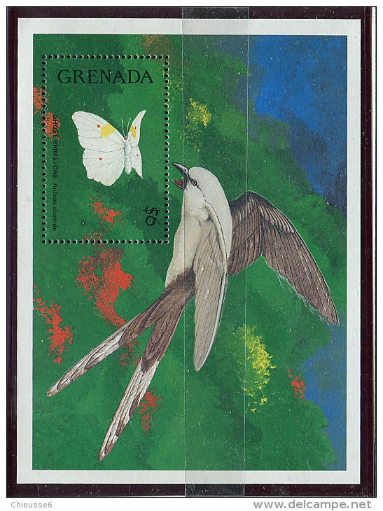 (cl 30 - P30) Grenade ** Bloc N° 258 - Papillon Et Oiseau - - Grenada (1974-...)
