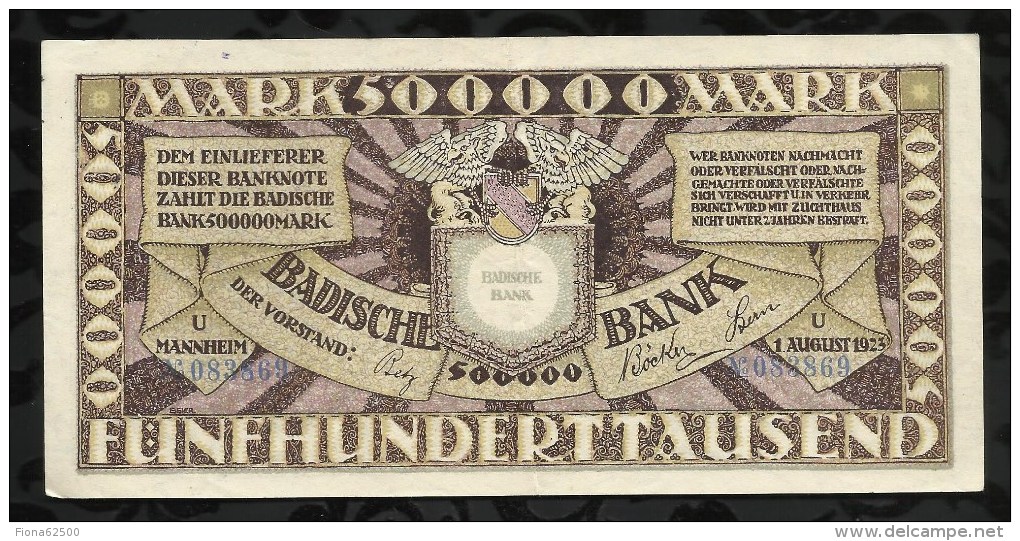 ALLEMAGNE .  BILLET DE 500.000  MARK . 1923 . - 500.000 Mark