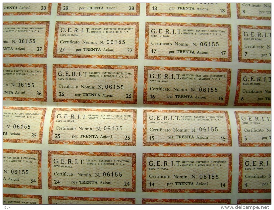 1970  GERIT   ROMA    TORITTO    BARI     TITOLO AZIONARIO  30  BOND + COUPONS - G - I