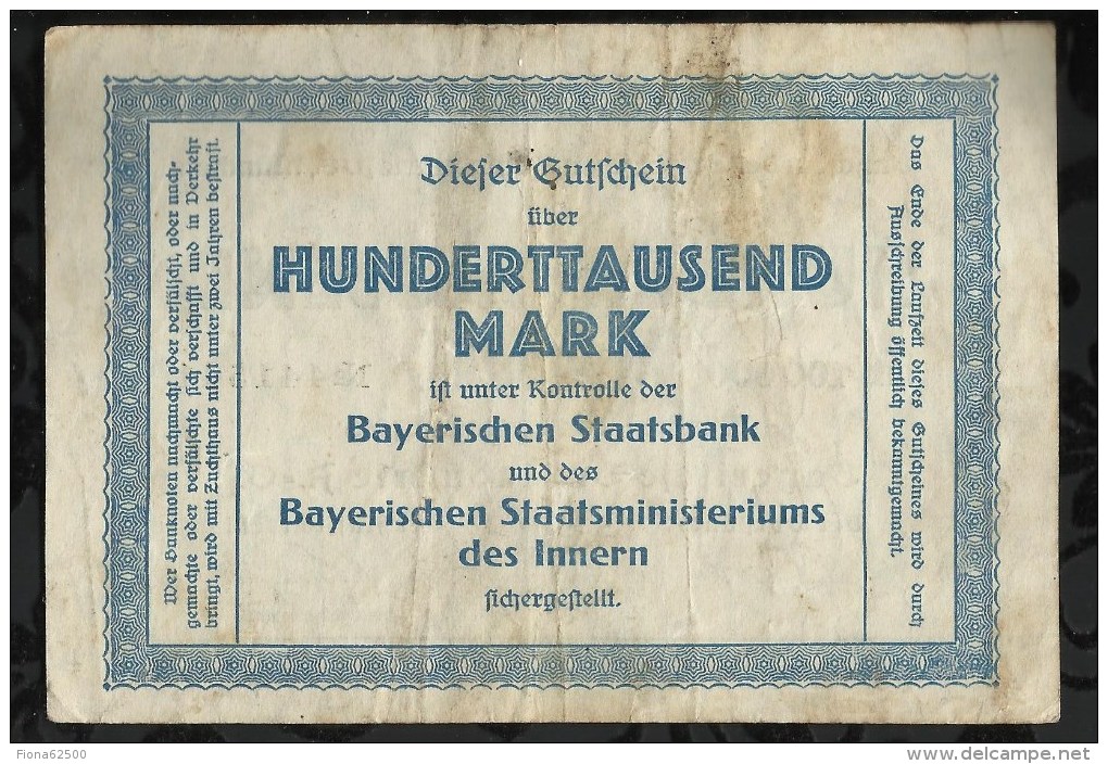 ALLEMAGNE .  BILLET DE 100.000  MARK . 1923 . - 100.000 Mark