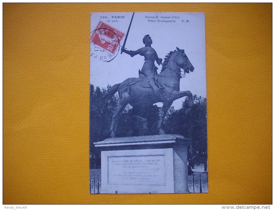 Cpa   PARIS  -  75   -  Stature De Jeanne D'Arc  -  Place St Augustin - Statues
