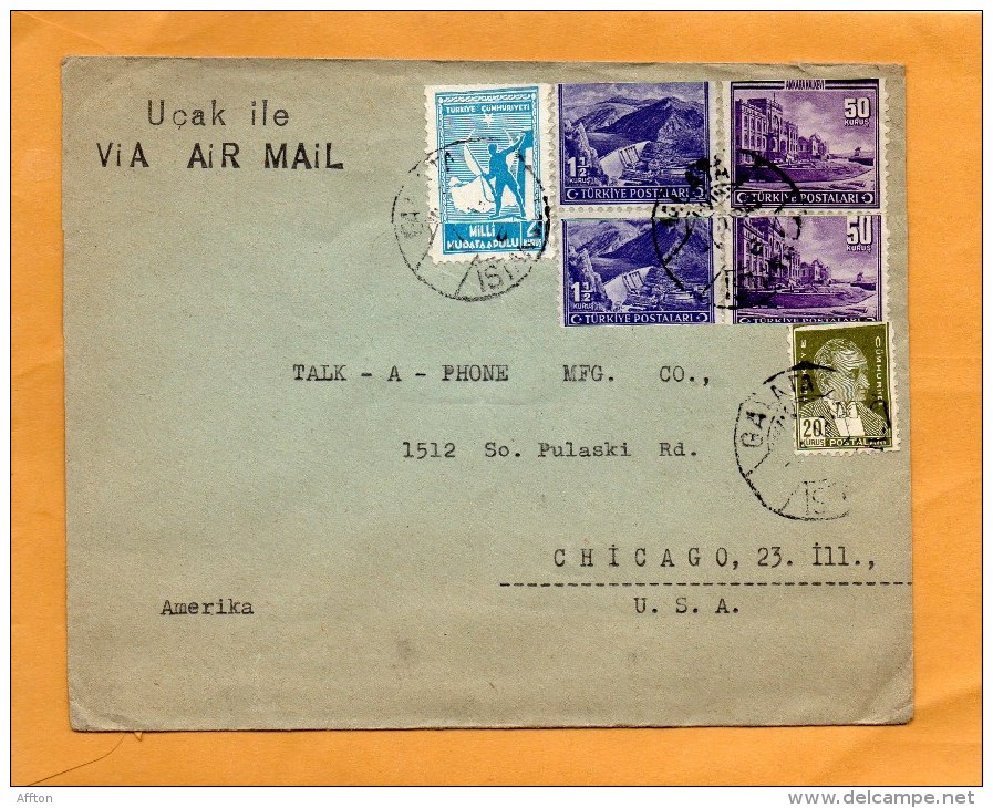 Turkey Old Cover Mailed To USA - Brieven En Documenten