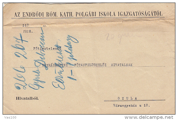 PARLIAMENT PALACE STAMPS ON COVER, CATHOLIC SCHOOL HEADER, 1928, HUNGARY - Lettres & Documents