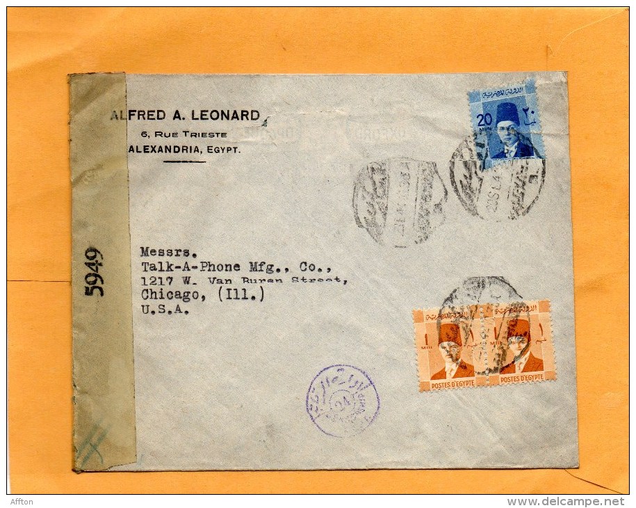 Egypt 1945 Censored Cover Mailed To USA - Covers & Documents