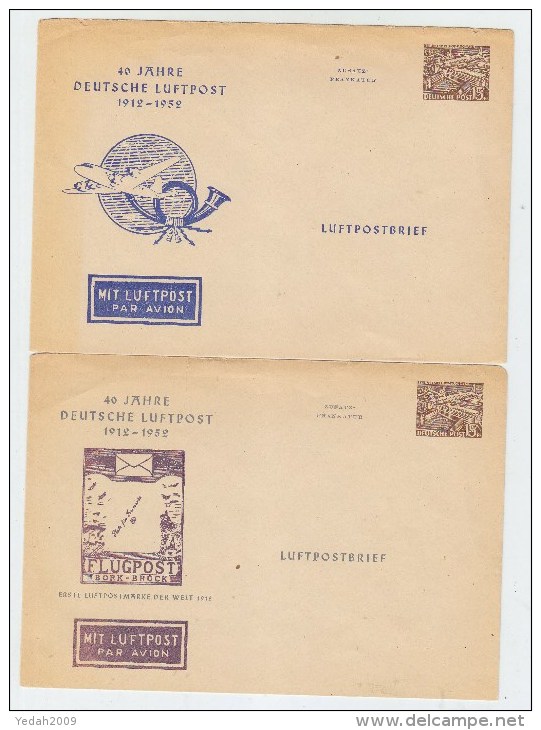 Germany 40 JAHRE DEUTSCHE LUFTPOST 2 COVERS 1952 - Covers & Documents