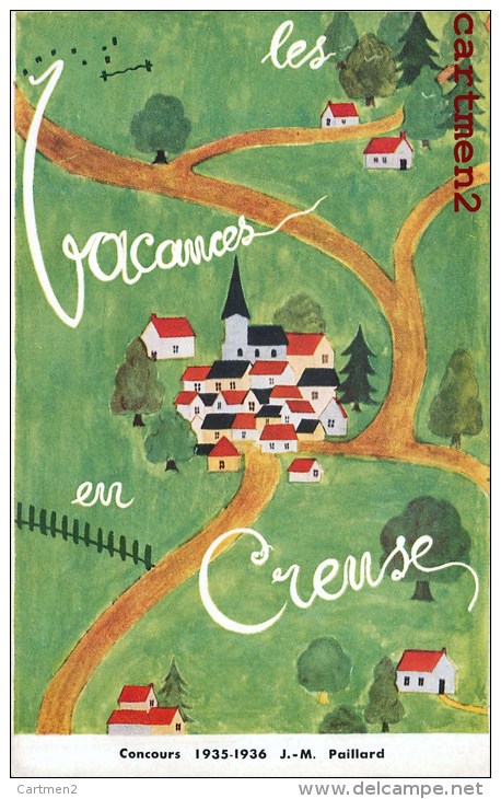 LES VACANCES EN CREUSE CONCOURS DE DESSIN J.M. PAILLARD 1935-36 ART NAÏF VALETTE GERMAINE 15 ANS - Autres & Non Classés