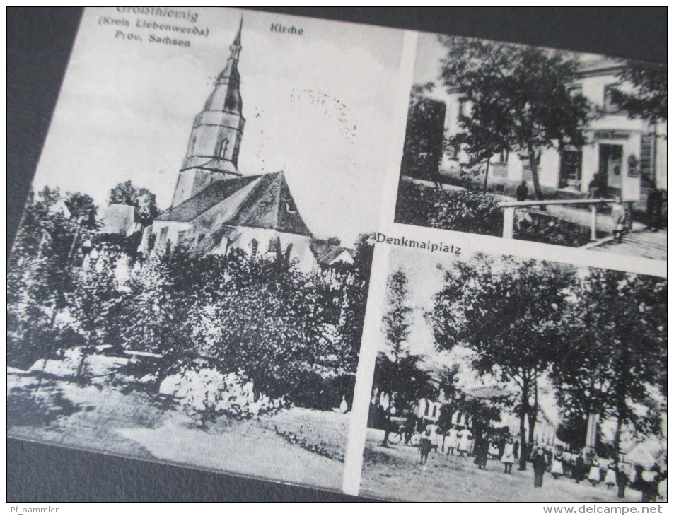 AK / Mehrbildkarte 1926 Großthiemig (Kreis Liebwerda) Prov. Sachsen. Kirche / Denkmalplatz. - Other & Unclassified