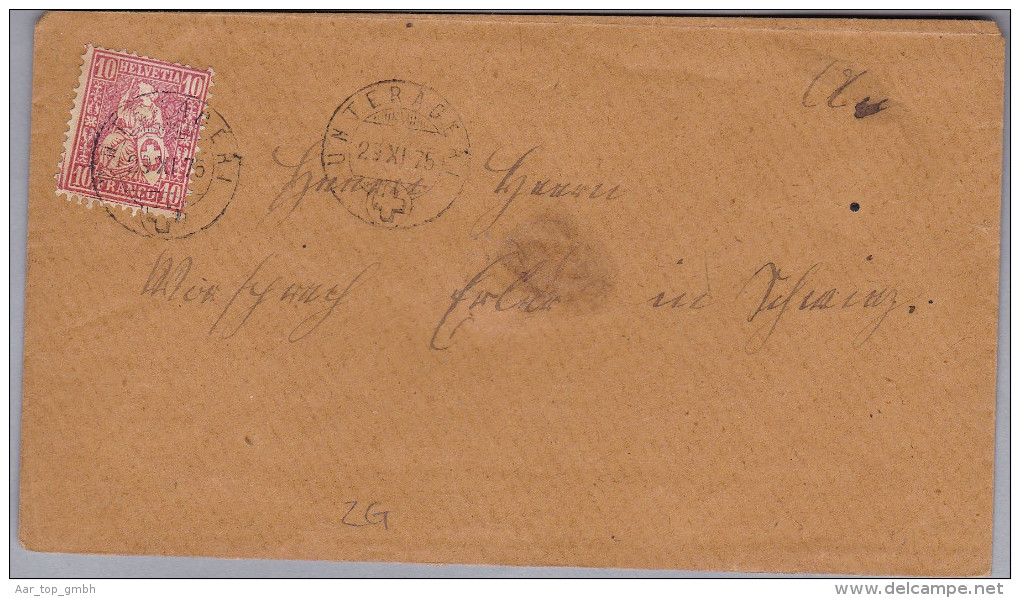 Heimat ZG UNTERÄGERI 1875-11-29 Brief Nach Schwyz Mit 10Rp. Sitzende - Storia Postale