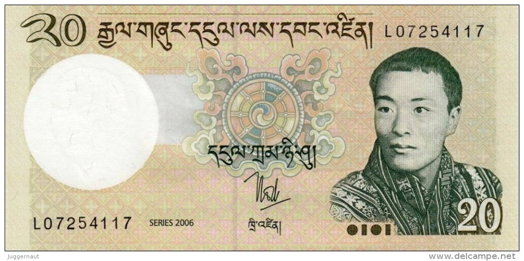 BHUTAN 20 NGULTRUM BANKNOTE 2006 PICK-30 UNCIRCULATED UNC - Bhutan