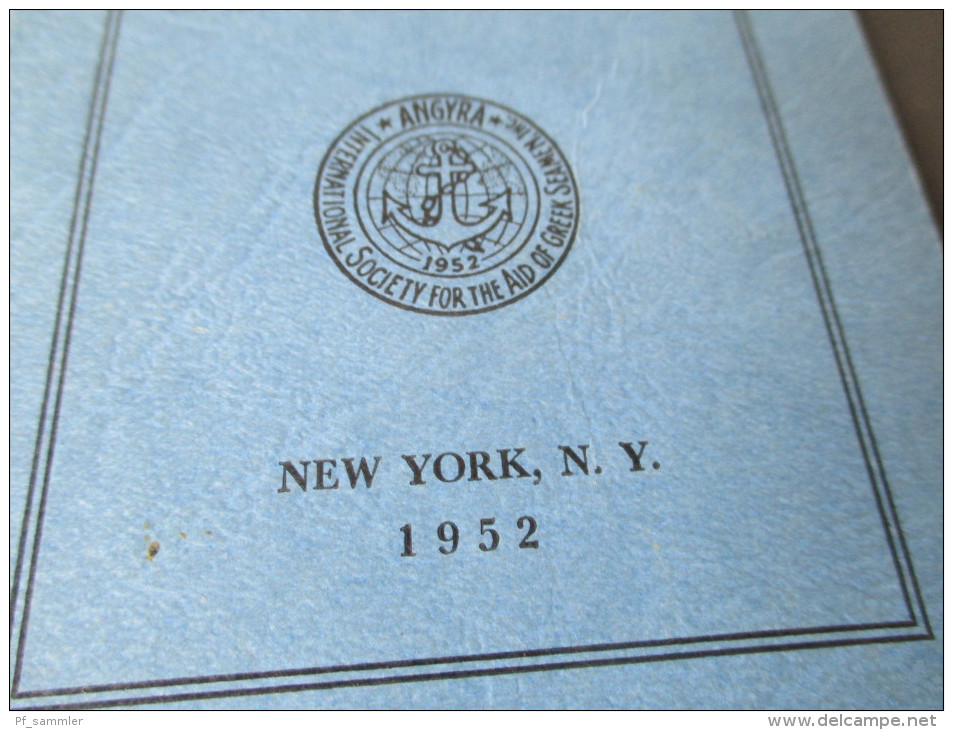 Constitution Of The ANGYRA, International Society For The Aid Of Greek Seamen, Inc.Griechische Seefahrer. 1952. New York - Décrets & Lois