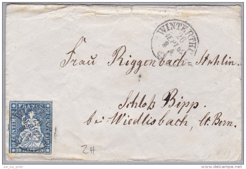 Heimat ZH WINTERTHUR 1862-09-26 Brief Nach WIEDLISBACH AK-u. Transit Stempeln - Storia Postale
