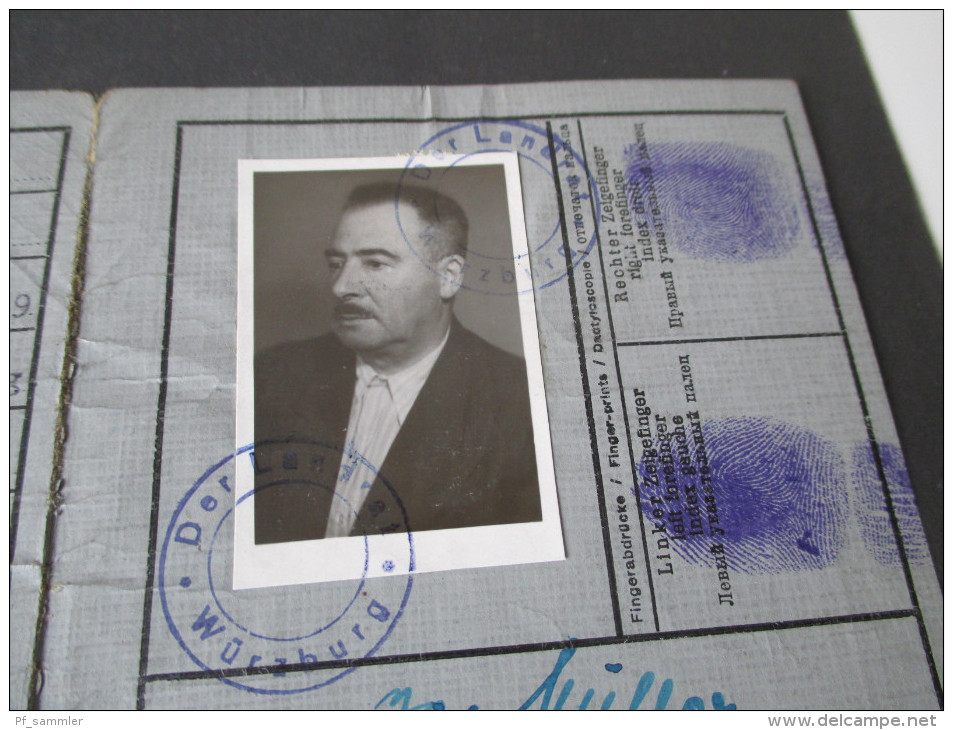 Deutsche Kennkarte Landkreis Würzburg 1951. Mit Fingerabdruck! Politisch überprüft - Historical Documents