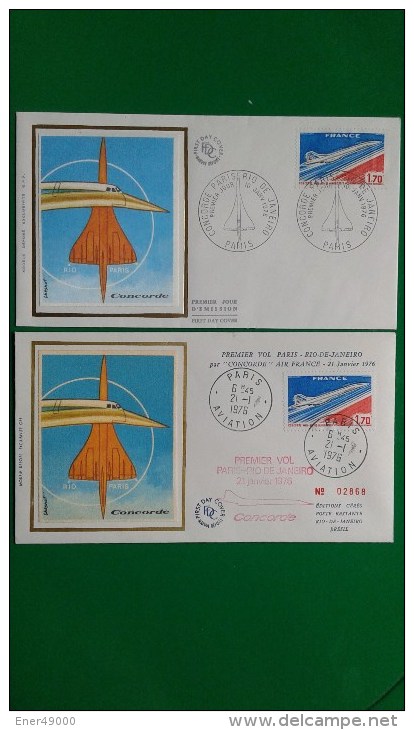 FRANCE PA 43 . CONCORDE . FDC + PREMIER VOL PARIS-RIO DE JANEIRO - Avions