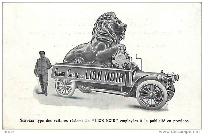 Ref C457- Publicité Cirage Creme Du Lion Noir - Voiture Automobile - Theme Cirage - Chaussures -carte Bon Etat  - - Publicité