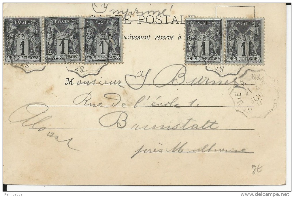 SAGE - 1901 - CARTE TARIF IMPRIME De RAON (VOSGES) Avec AMBULANT ST DIE à NANCY Pour BRUNSTATT (ALSACE) - 1877-1920: Semi Modern Period
