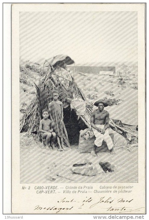 Carte Postale Ancienne Cap Vert - Ville De Praia. Chaumière De Pêcheur - Habitations - Cape Verde