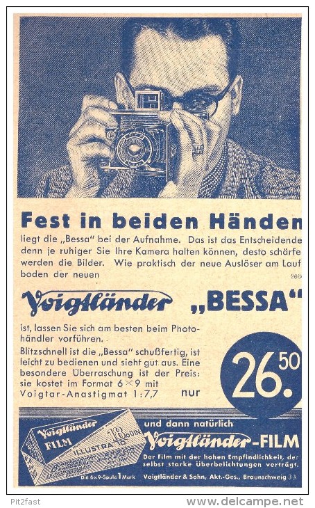 Original Werbung - 1935 , Voigtländer Kamera , Photographie , Camera !!! - Appareils Photo