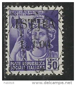 OCCUPAZIONE JUGOSLAVIA YUGOSLAVIA ISTRIA 1945 SURCHARGE ITALY SOPRASTAMPATO ITALIA LIRE 1 SU CENT. 50  USATO USED - Joegoslavische Bez.: Istrië