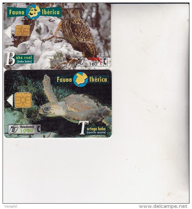 ESPAGNE - 2 TELECARTES THEMATIQES -TORTUE - HIBOU -TB - Other & Unclassified
