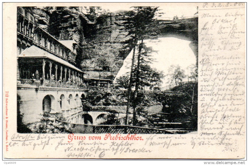 Sudetenland Original Ansichtskarte Gruss Vom Prebischthor,  Gel. Von HERRNSKRETSCHEN Nach Baden-Baden 3.8.1900 - Sudeten