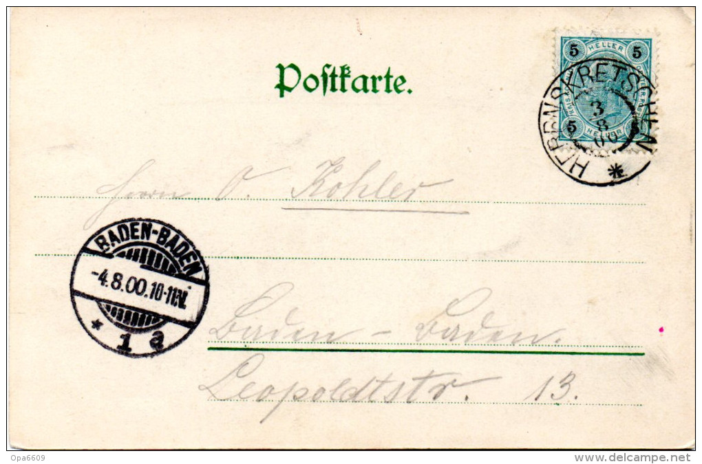 Sudetenland Original Ansichtskarte Gruss Vom Prebischthor,  Gel. Von HERRNSKRETSCHEN Nach Baden-Baden 3.8.1900 - Sudeten