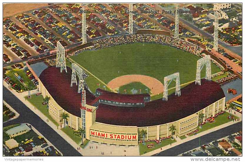 225723-Baseball, Miami Stadium, Miami, Florida, Linen Postcard, 1957 PM, Curteich No 0C-H1217 - Baseball