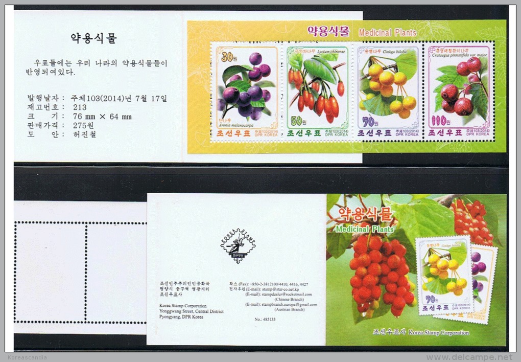 NORTH KOREA 2014 MEDICAL PLANTS STAMP BOOKLET - Geneeskrachtige Planten