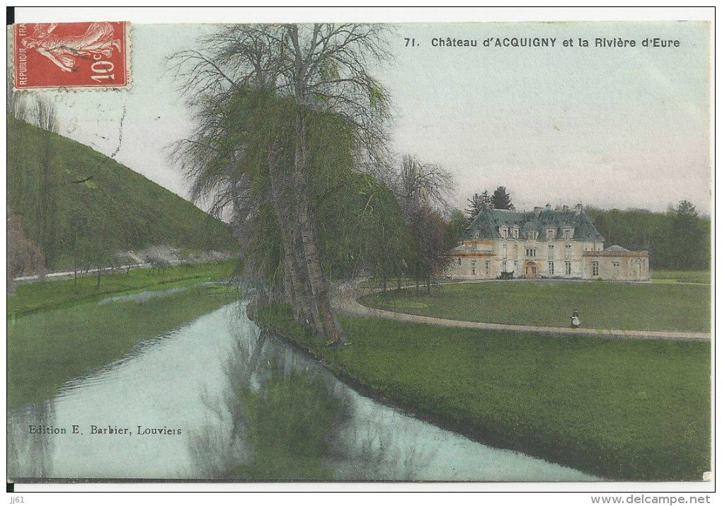 ACQUIGNY CHATEAU D ACQUIGNY ET LA RIVIERE D EURE CARTE COULEUR TBE - Acquigny