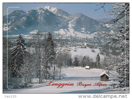 5920- LENGGRIES- WINTER SPORTS TOWN, MOUNTAINS, PANORAMA, POSTCARD - Lenggries