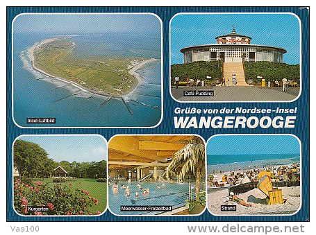 5971- WANGEROOGE ISLAND- PANORAMA, COFFE SHOP, PARK, SWIMMING POOL, BEACH, POSTCARD - Wangerooge