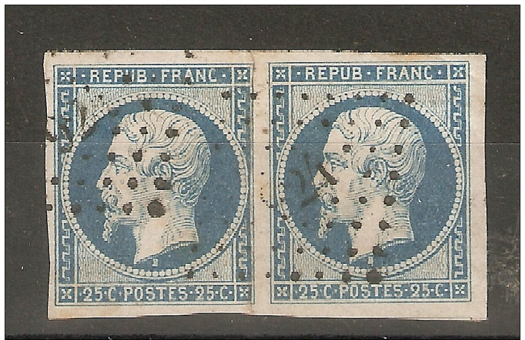 Paire N° 10 Oblitérée 924 Compiègne, Pli Entre Les 2 Timbres TB - 1852 Luigi-Napoleone