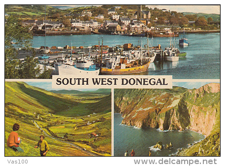 6016- SOUTH WEST DONEGAL- VILLAGE, HARBOUR, BAY, VALLEY, PANORAMAS, POSTCARD - Donegal