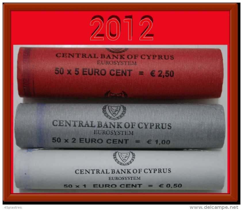* 3 ROLLS GREECE: CYPRUS  1-2-5 Euro Cents 2012 In Rolls MOUFLONS! · LOW START! · NO RESERVE! - Mezclas - Monedas
