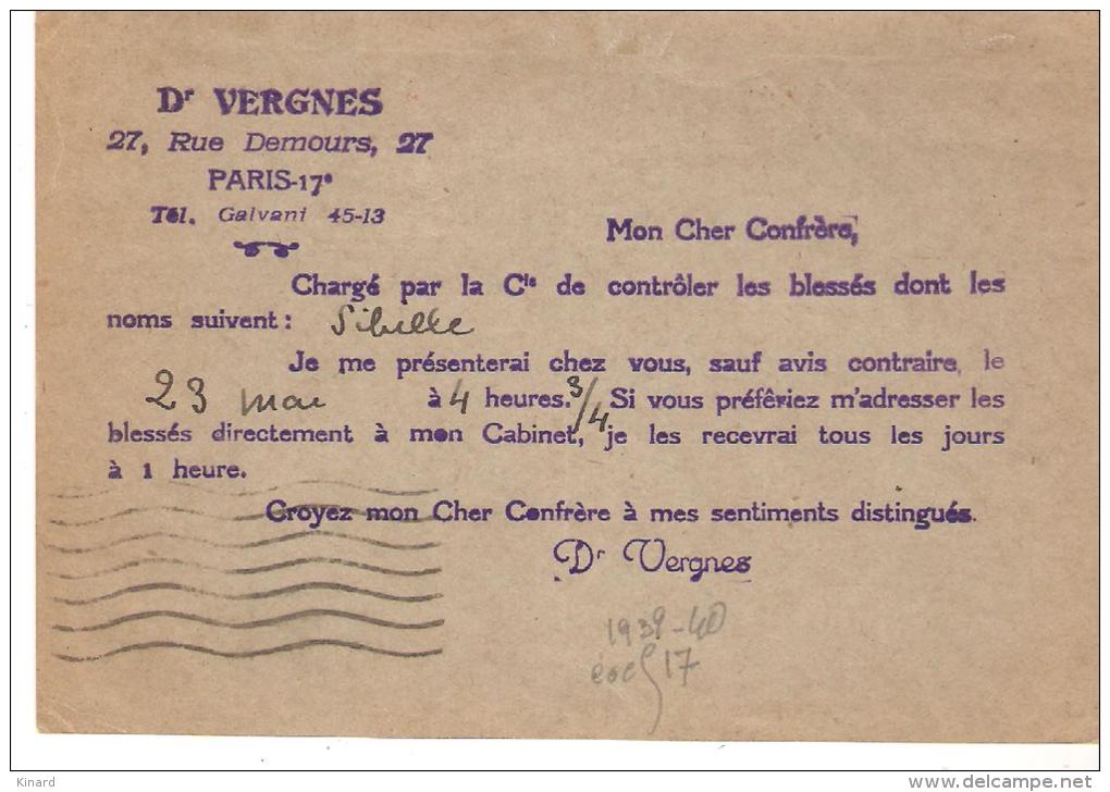 CPA .  ENTIER POSTAL ..REPIQUAGE MEDECIN 1934..BE... CP1 281.VOIR SCAN - Overprinter Postcards (before 1995)