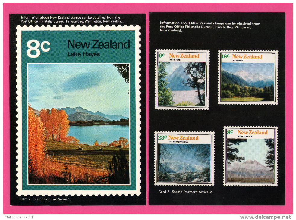 10 Cartes De New-Zeland En Timbres - Stamp - Postcard Série 1 à 10 - Nouvelle-Zélande