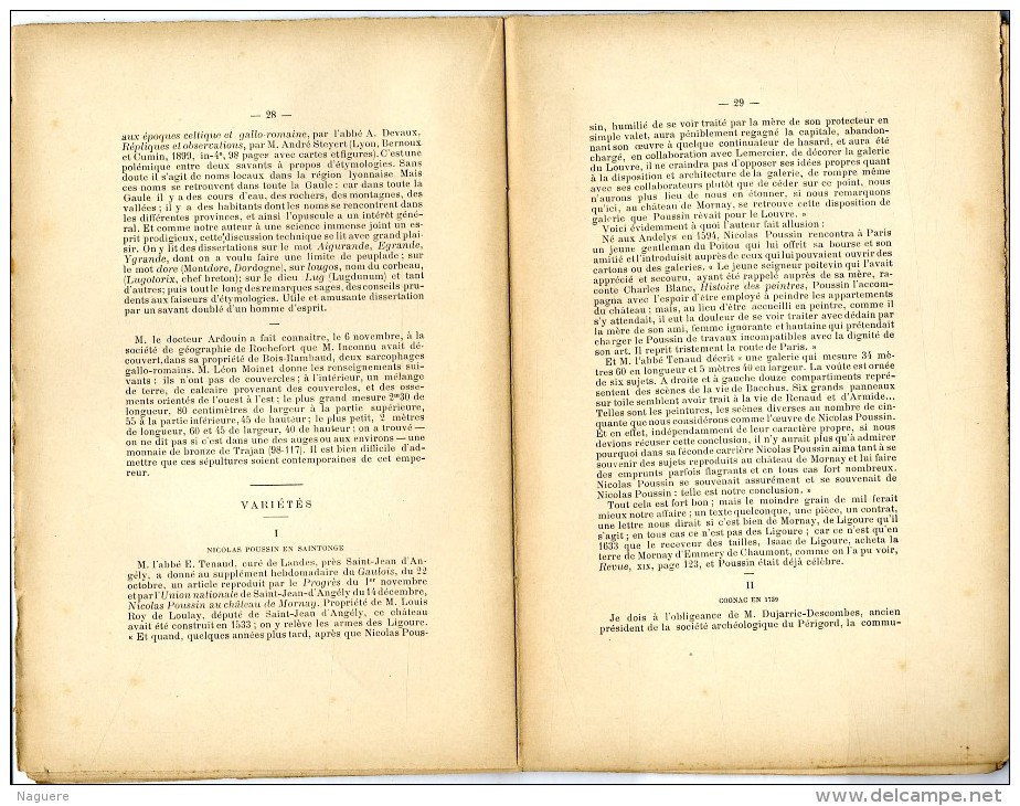 REVUE DE SAINTONGE & D AUNIS  -  BULLETIN DE LA SOCIETE DES ARCHIVES HISTORIQUES 1900  -  PAGE 1 A 80 - Poitou-Charentes