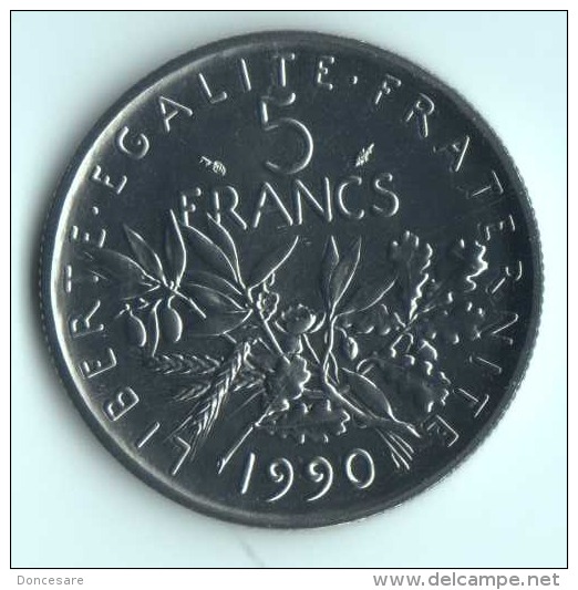 ** 5 FRANCS SEMEUSE  1990 FDC ** - 5 Francs