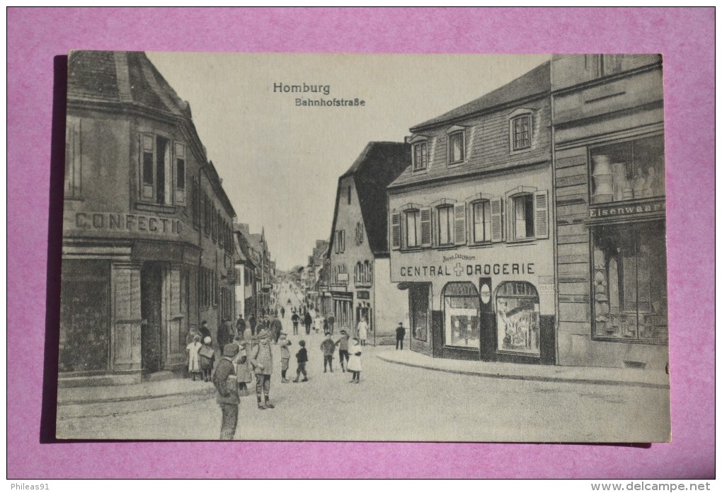 HOMBURG (Allemagne) Bahnhofstrasse - Central Drogerie - 1919 - Autres & Non Classés