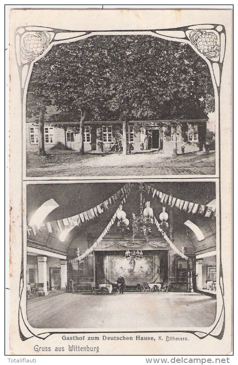 Wittenburg Gasthof Zum Deutschen Hause K Dithmers Belebt Jugendstil 5.12.1907 Gelaufen Kastanie Vor Der Haus Front - Hagenow