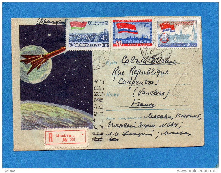 MARCOPHILIE-Lettre -REC Enveloppe Illustrée -espace-fusée Cad 1961-3 Stamps N°2307-8-9 Pour  Françe - Macchine Per Obliterare (EMA)