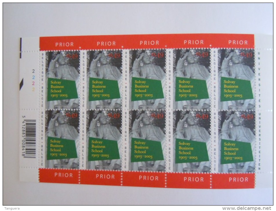 België Belgique Belgium 2003 Solvay Business School Feuillet PLANCHE 2 3161 Yv 3154 MNH ** - Feuilles Complètes & Feuillets