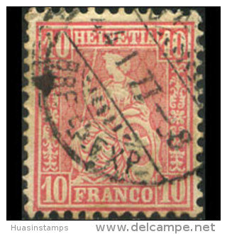 SWITZERLAND 1881 - Scott# 62 Helvetia 10c Used (XV183) - Oblitérés