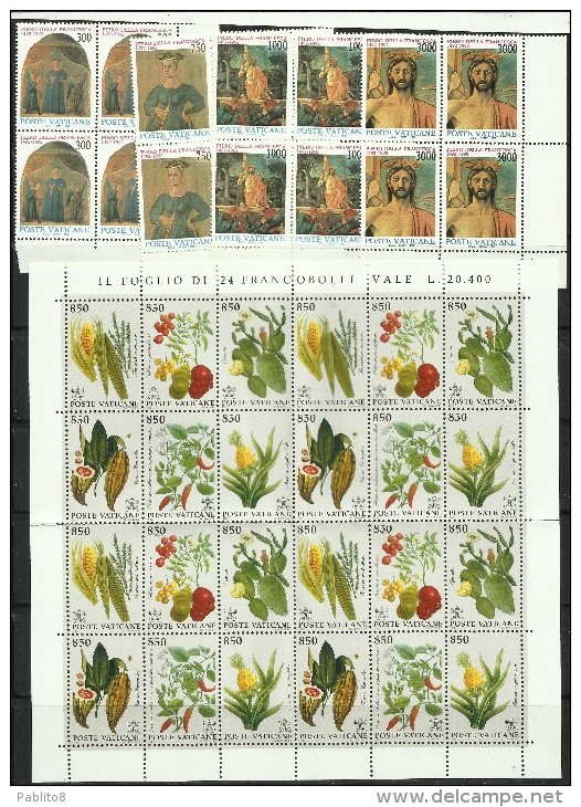 VATICANO VATIKAN VATICAN 1992 COMPLETE YEAR BLOCK OF 4 ANNATA COMPLETA IN QUARTINA MNH - Volledige Jaargang