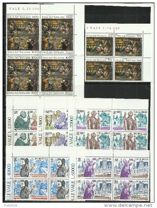 VATICANO VATIKAN VATICAN 1993 COMPLETE YEAR BLOCK OF 4 ANNATA COMPLETA IN QUARTINA MNH - Volledige Jaargang