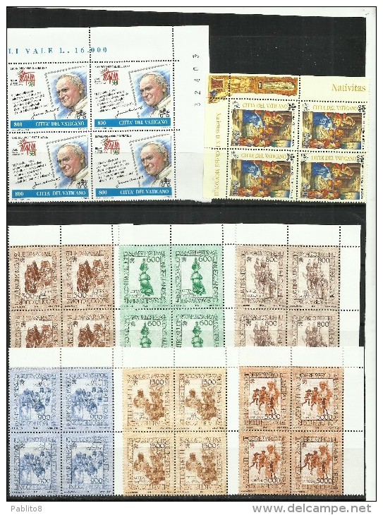 VATICANO VATIKAN VATICAN 1998 COMPLETE YEAR BLOCK OF 4 ANNATA COMPLETA IN QUARTINA MNH - Volledige Jaargang