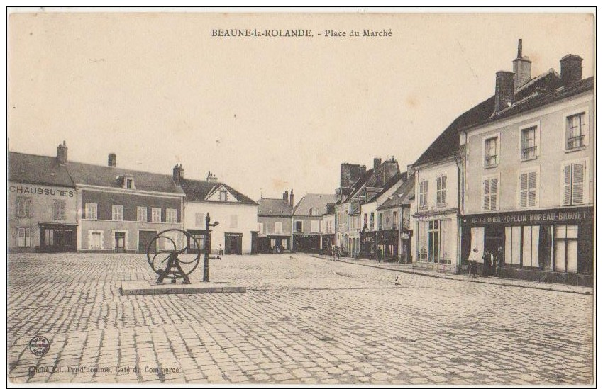 CPA 45 BEAUNE LA ROLANDE Place Du Marché Pompe à Bras Commerces 1906 - Beaune-la-Rolande